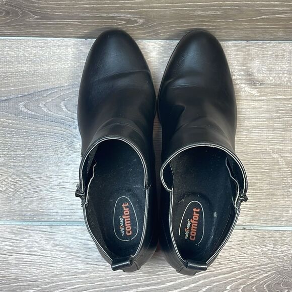 SafeTStep Brenna Women’s Sz 8.5W Black Comfort Side Zip Heeled Ankle Boots - Picture 5 of 11